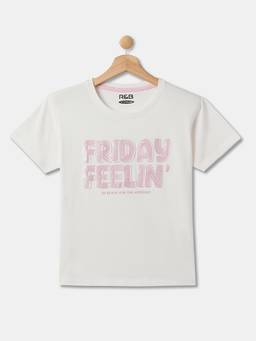 R&B - Cotton Regular Fit Half Sleeve Round Neck Girls T-shirt