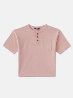 R&B - Cotton Regular Fit Half Sleeve Henley Neck Boys T-shirt