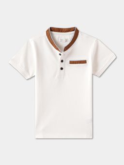 R&B - Cotton Regular Fit Half Sleeve Mandarin Collar Boys T-shirt