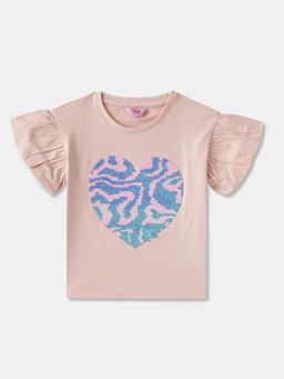 R&B - Cotton Regular Fit Half Sleeve Round Neck Girls Top