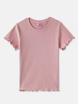 R&B - Ribbed Regular Fit Half Sleeve Round Neck Girls T-shirt