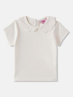 R&B - Cotton Regular Fit Half Sleeve Peter Pan Collar Girls Top