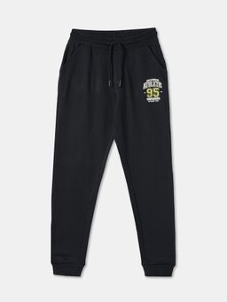 R&B - Black Cotton Relaxed Graphic Drawstring Joggers
