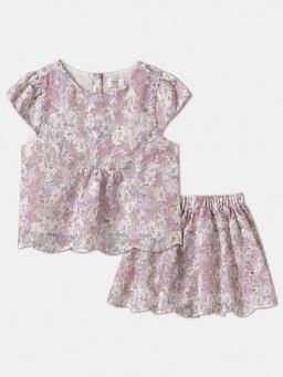 R&B - Floral Embroidered Cap Sleeve Co-Ord Set