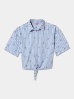 R&B - Cotton Embroidered Regular Fit Half Sleeve Girls Shirt