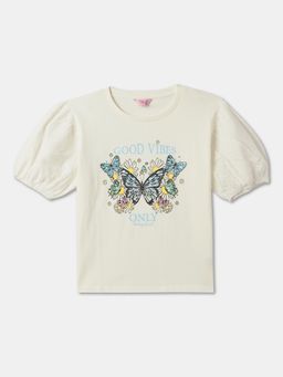 R&B - Cotton Regular Fit Half Sleeve Round Neck Girls Top