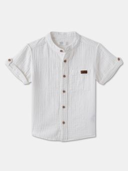 R&B - Cotton Regular Fit Half Sleeve Mandarin Collar Boys Shirt