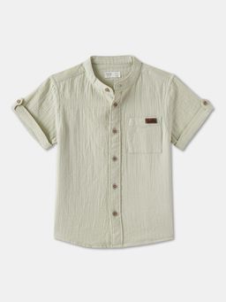 R&B - Cotton Regular Fit Half Sleeve Mandarin Collar Boys Shirt