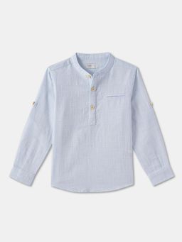 R&B - Cotton Regular Fit Full Sleeve Mandarin Collar Boys Shirt