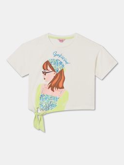R&B - Cotton Regular Fit Half Sleeve Round Neck Girls T-shirt