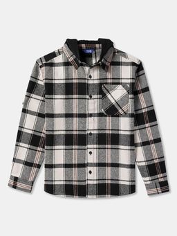 R&B - Cotton Relaxed Fit Full Sleeve Hooded Boys Shirt