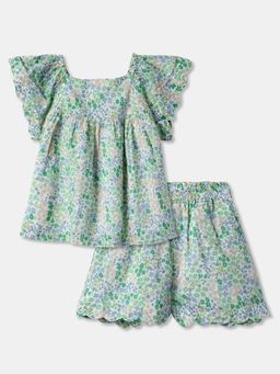 R&B - Floral Half Sleeve Cotton Co-Ord Set