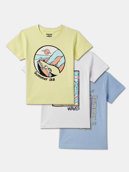 R&B - Cotton Regular Fit Half Sleeve Round Neck Boys T-shirts (Pack of 3)