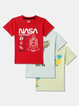 R&B - Cotton Regular Fit Half Sleeve Round Neck Boys T-shirts (Pack of 3)