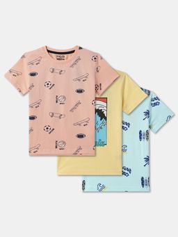 R&B - Cotton Regular Fit Half Sleeve Round Neck Boys T-shirts (Pack of 3)