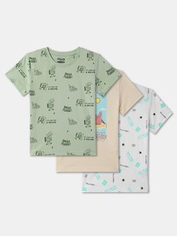 R&B - Cotton Regular Fit Half Sleeve Round Neck Boys T-shirts (Pack of 3)