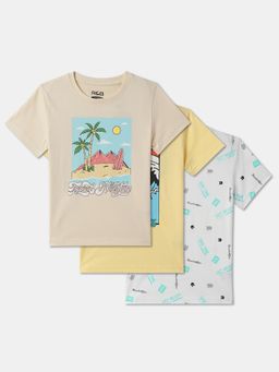 R&B - Cotton Regular Fit Half Sleeve Round Neck Boys T-shirts (Pack of 3)