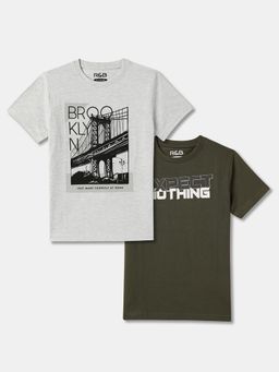 R&B - Cotton Regular Fit Half Sleeve Round Neck Boys T-shirts (Pack of 2)