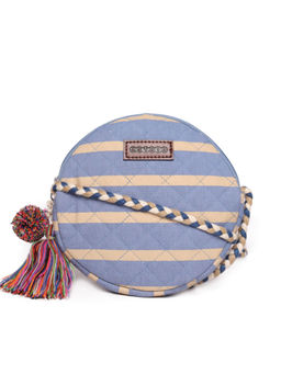 Astrid - Blue Cotton Quilted Round Womens Sling Bag