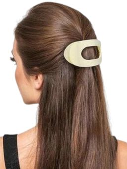 OOMPH - Combo Of 3 Hair Claw Clip - Curved Flat Round Lay Down - Tan, Beige, Peach (Pack of 3)