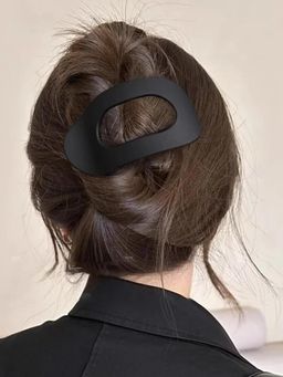 OOMPH - Combo Of 3 Hair Claw Clip - Round Lay Down - Black, Dark Brown, Rust Brown (Pack of 3)