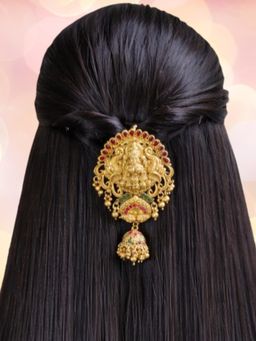 OOMPH - Gold Ethnic Hair Bun Pin - Juda Pin - Laxmi Design With Jhumki Tassels
