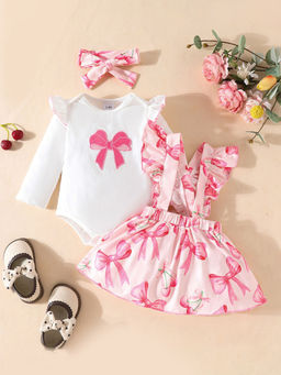 Hopscotch - 2-Piece Cherry Print Onesie and Skirt with Headband (0-3 Months)