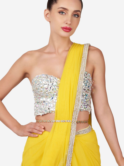 Zaveri Pearls Green Dazzling Kundan Embellished Sleek Bridal Kamarbandh-Zpfk16128
