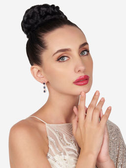 Zaveri Pearls - Blue Dazzling Cubic Zirconia Brass Teardrop Earring-Zpfk16136