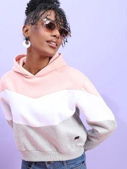 Campus Sutra - Womens Multicolour Pullover Hoodie With Contrast Panels