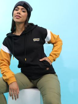 PINACOLADA - Womens Multicolour Boxy Colourblock Hoodie with Ribbed Hem