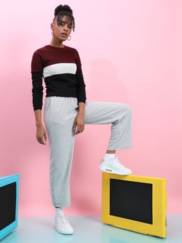 Campus Sutra - Womens Multicolour Pullover Sweater With Contrast Panels