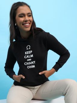 PINACOLADA - Womens Black Calm Down Hoodie with Kangaroo Pockets