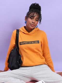 PINACOLADA - Womens Mustard Yellow Property Of None Hoodie with Kangaroo Pockets