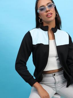 Campus Sutra - Womens Black Colourblocked Jacket