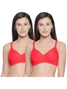 Bodycare - Seamless Padded Bra-B, C & D Cup Bra With Free Transparent Straps-Pack Of 2 - Red