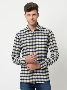 CRIMSOUNE CLUB - Men Navy Blue Tartan Checked Shirt