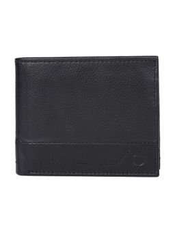 Titan - Textured Leather Bifold Wallet in Color Black