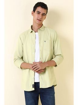 Allen Solly - Men Green Custom Fit Solid Full Sleeves Casual Shirt