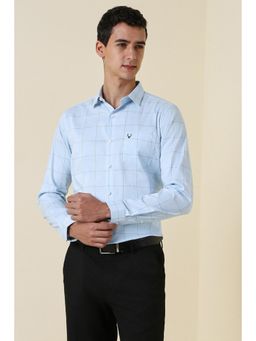 Allen Solly - Men Light Blue Check Full Sleeves Formal Shirt