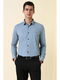 Allen Solly - Men Light Blue Textured Full Sleeves Formal Shirt