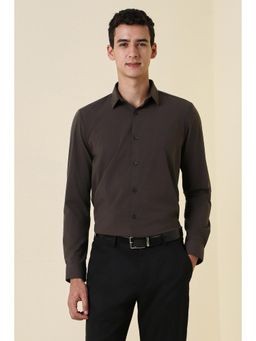 Allen Solly - Men Brown Solid Full Sleeves Formal Shirt