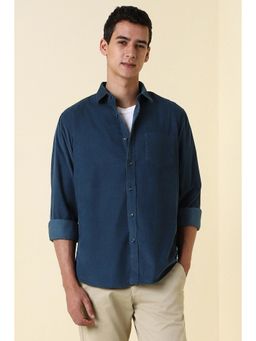 Allen Solly - Men Navy Slim Fit Textured Full Sleeves Casual Shirt