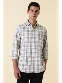 Allen Solly - Men Beige Slim Fit Check Full Sleeves Casual Shirt