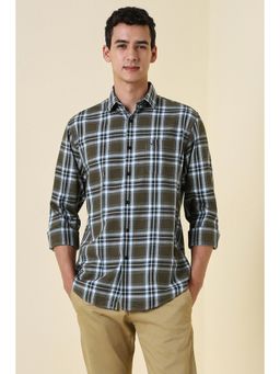 Allen Solly - Men Olive Slim Fit Check Full Sleeves Casual Shirt
