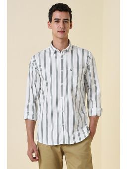 Allen Solly - Men White Sport Fit Stripe Full Sleeves Casual Shirt