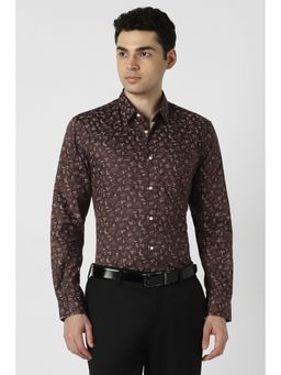 Peter England - Men Brown Nuvo Fit Full Sleeves Formal Shirt