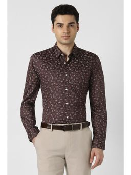 Peter England - Men Brown Slim Fit Full Sleeves Formal Shirt