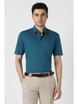 Peter England - Men Teal Nuvo Fit Half Sleeves Formal Shirt