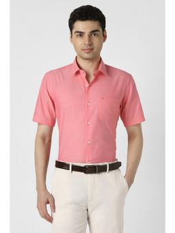 Peter England - Men Pink Nuvo Fit Half Sleeves Formal Shirt